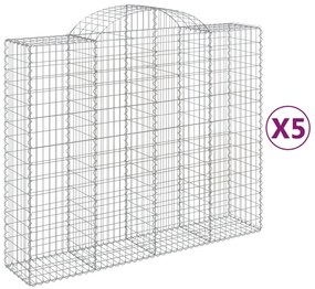 vidaXL Συρματοκιβώτια Τοξωτά 5 τεμ. 200x50x160/180 εκ. Γαλβαν. Ατσάλι