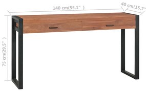 Γραφείο με 2 Συρτάρια 140 x 40 x 75 εκ. Ξύλο Teak - Καφέ