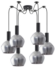 SE21-BL-4-BL6-GL2 ADEPT TUBE Black Pendant Smoked Glass+