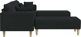 vidaXL Καναπές με μαξιλάρι 3 pcs Μαύρο ύφασμα