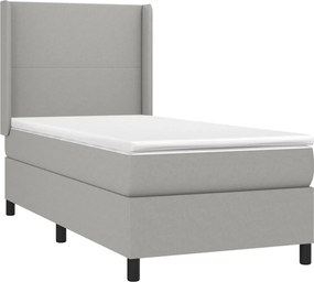 vidaXL Κρεβάτι Boxspring με Στρώμα &amp; LED Αν.Γκρι 90x190 εκ. Υφασμάτινο