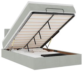 vidaXL Οθωμανικό κρεβάτι με στρώμα&LEDs Ανοιχτό γκρι 120x190cm Βελούδο