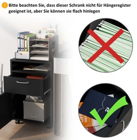 HOMCOM συρταριέρα, συρταριέρα, 1 διαμέρισμα, 1 ράφι, 1 συρτάρι, 40 x 3 x 60 cm, μαύρο