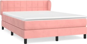 vidaXL Κρεβάτι Boxspring με Στρώμα Ροζ 140x200 εκ. Βελούδινο