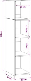 vidaXL Highboard Artisan Δρυς 30 x 41 x 124 εκ. Επεξεργασμένο Ξύλο