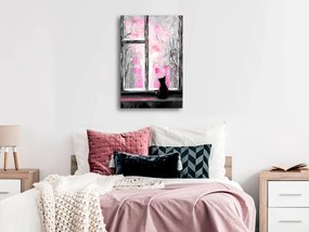 Πίνακας - Longing Kitty (1 Part) Vertical Pink - 60x90