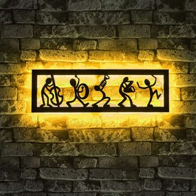 Διακοσμητικό Τοίχου Με Φως Led Music Band 692FRW1160 19x60cm Yellow-Black Wallity Mdf