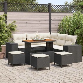 vidaXL Σετ Καναπέ Κήπου 9 pcs Μαύρο, Κρέμα 110 x 55 x 71 εκ