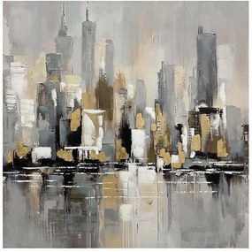 Πίνακας Καμβάς New York 166-225-054 100x4x100cm Multi Τετράγωνοι Καμβάς