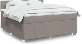 vidaXL Κρεβάτι Boxspring με Στρώμα Taupe 200x200 εκ. Υφασμάτινο