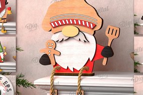 Σετ των 2 Intra απο ξύλο plywood 3mm-4mm πάχος Δέσμη κοπής με λέιζερ Christmas Gnomes Δίασταση 15x15 cm INTRAFABR-109352070