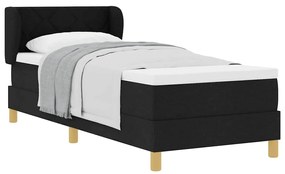 vidaXL Κρεβάτι με Ελατήρια και Στρώμα Κρεμ 90x200 εκ Υφασμα Μαύρο