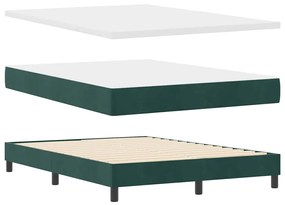 vidaXL Κρεβάτι με ελατήρια Σκούρο πράσινο 140 x 200 cm Βελούδο