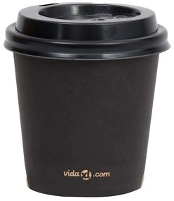 vidaXL Ποτήρια Καφέ Χάρτινα με Καπάκια 120 ml 1000 Τεμάχια Μαύρα
