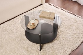 Τραπεζάκι Σαλονιού Ξύλο Μαύρο / Φιμέ CLARA 75x75x40