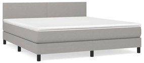 Κρεβάτι Boxspring με Στρώμα Ανοιχτό Γκρι 180x200 εκ. Υφασμάτινο - Γκρι