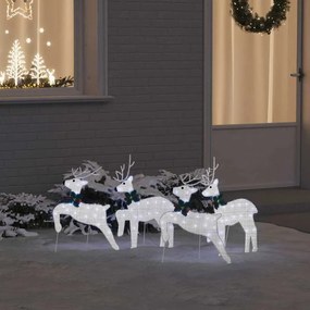 vidaXL LED Ελάφια 4 pcs Ασημί ύφασμα