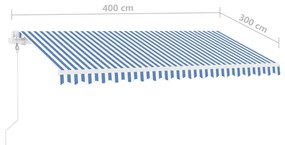 Τέντα Αυτόματη Ανεξάρτητη Μπλε/Λευκό 400 x 300 εκ. - Μπλε