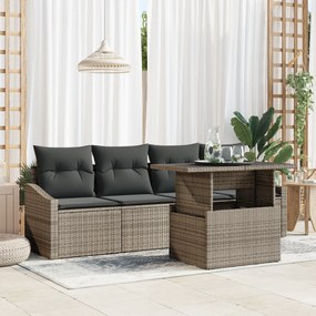 vidaXL 5 τεμάχια σετ καναπέ κήπου με μαξιλάρια γκρι πολυρατάν