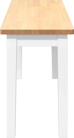 Πάγκος vidaXL 110 cm Λευκό μασίφ ξύλο καουτσούκ