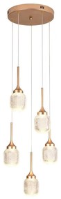 Φωτιστικό Οροφής Κρεμαστό 4077-5 Led 3000K 5500lm 5x10W 30x200cm Gold Inlight