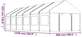 vidaXL Κιόσκι με Τέντα Λευκό 13,38 x 4,08 x 3,22 μ. από Πολυαιθυλένιο