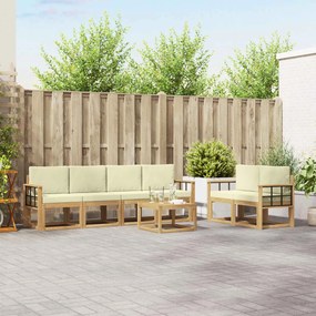 vidaXL Σειρά Καναπέ Εξωτερικού με μαξιλάρι 7 pcs Λευκό και Κρεμ
