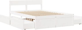 vidaXL Σκελετός Κρεβ. Χωρίς Στρώμα Λευκό 135x190 εκ Μασίφ Πεύκο