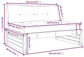 Καναπές Μεσαίος 120 x 80 εκ. από Μασίφ Ξύλο Πεύκου - Καφέ