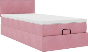 VidaXL Οθωμανικό κρεβάτι με στρώμα ροζ 80x200cm Velvet