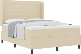 vidaXL Κρεβάτι με ελατήρια με στρώμα Κρεμ 140 x 190 cm ύφασμα