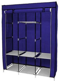 Φορητή Υφασμάτινη Ντουλάπα με Μεταλλικό Σκελετό 130 x 45 x 170 cm Χρώματος Μπλε Hoppline HOP1000701-1