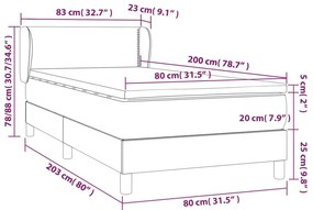 vidaXL Κρεβάτι Boxspring με Στρώμα Σκούρο Γκρι 80x200 εκ. Υφασμάτινο