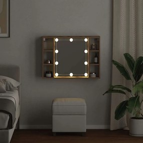 vidaXL Έπιπλο Καθρέπτη με LED Αρτισιανή Δρυς 76x15x55 εκ. Επεξ. Ξύλο