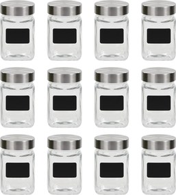 vidaXL Βάζα Αποθήκευσης 12 τεμ. 300 ml με Αυτοκόλλητο