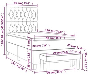 Κρεβάτι Boxspring με Στρώμα Κρεμ 90x190 εκ.Υφασμάτινο - Κρεμ