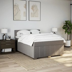 Κρεβάτι Boxspring με Στρώμα Taupe 140x190 εκ. Υφασμάτινο - Μπεζ-Γκρι