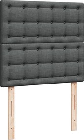 vidaXL Κρεβάτι Boxspring με Στρώμα Σκούρο Γκρι 90x190 εκ. Υφασμάτινο