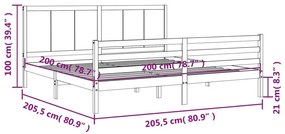 Πλαίσιο Κρεβατιού με Κεφαλάρι Μελί 200x200 εκ. από Μασίφ Ξύλο - Καφέ