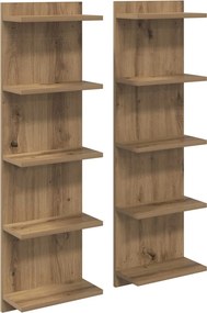 vidaXL Ράφι Τοίχου 2 pcs Artisan Δρυς 30 x 15 x 100 εκ