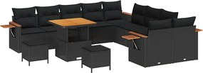 vidaXL Σετ Καναπέ Κήπου με μαξιλάρι 13 pcs Μαύρο