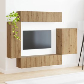vidaXL Σετ τοίχου για τηλεόραση 6 τμχ. 98 x 31 x 29,5 εκ Artisan Oak