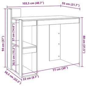 Γραφείο Γκρι Sonoma 103,5x56,5x94 εκ. από Επεξεργασμένο Ξύλο - Γκρι