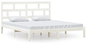 vidaXL Πλαίσιο Κρεβατιού Λευκό 180 x 200 εκ. Μασίφ Ξύλο Super King