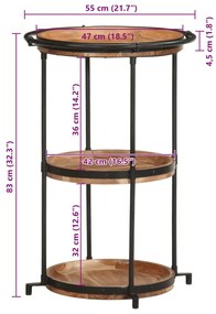 Τραπεζάκι Βοηθητικό Ø55x83 εκ. από Μασίφ Ξύλο Ακακίας - Καφέ