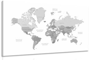 Εικόνα ενός ασπρόμαυρου παγκόσμιου χάρτη σε μια vintage εμφάνιση - 120x80