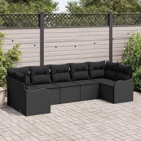vidaXL Σετ Καναπέ Κήπου με αποθήκευση 7 pcs Μαύρο Πολυ ράταν