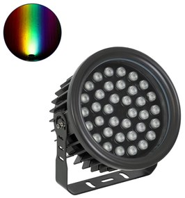 90400 GloboStar® GLOBOSTAR® FLOOD-NEVA 90400 Προβολέας Σποτ Wall Washer LED 72W 6120lm 30° DC 24V Αδιάβροχο IP65 RGBW DMX512 Dimmable - Μαύρο - Μ24.5 x Π24.5 x Υ14.7cm - 3 Χρόνια Εγγύηση