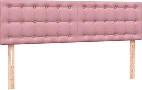 vidaXL Box Spring κρεβάτι με στρώμα ροζ 140x220 cm Βελούδινο