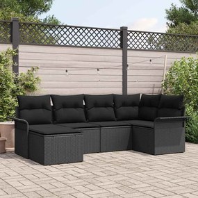 vidaXL Σετ Καναπέ Κήπου με μαξιλάρι 6 pcs Μαύρο Πολυ ράταν